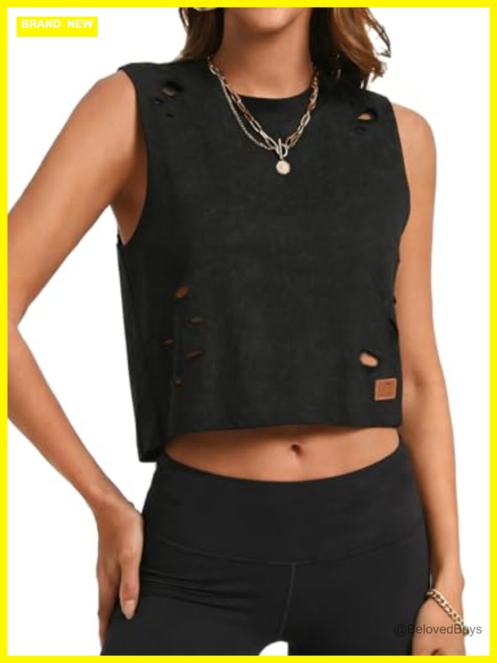 Distressed Crop Tank Top Ripped Loose Sleeveless Vintage Grunge Tee
